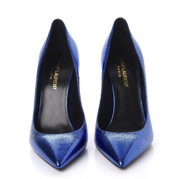 SAINT LAURENT METALLIC CRACKED GOATSKIN ANJA 105 PUMPS 37 (US 7) - Picture 1 of 9
